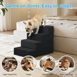PRIMEPATIO Dog Stairs for Small Dogs, 4 Step Pet Stairs for High Beds and Couch, Dog Steps for Bed Balanced 18" H, Foldable Pet Ramp for Large Cats Climb, Non-Slip Bottom Doggy Step, Black