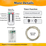 4-Pack 50 LED Fairy Lights Battery Operated with Remote Control Timer, 16 FT 50 LED String Lights Outdoor Indoor, 8 Mode Twinkle Lights for Christmas Wedding Birthday Party Bedroom Décor (Warm White)