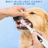PATWING Dog Plaque Remover for Teeth,Pet Tooth Cleaner with LED Light,Cleaning Kit for Tartar and Stains,5 Adjustable Modes,Pet Teeth Cleaning kit,Suitable for Dogs and Cats (White)