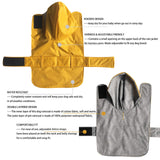 LeerKing Raincoat for Dogs - Hooded with Leash Hole, Waterproof Double Layer Coat Jacket with Lining, 10 Sizes for Small Medium and Large Dogs,Yellow,3XL