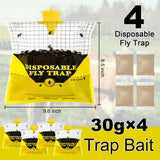 Fly Traps Outdoor Hanging, 4 Natural Pre-Baited Fly Hunter Stable Horse Ranch Fly Trap, Mosquito Fly Bags Outdoor Disposable Catchers Killer Repellent for Barn Farm Patio & Camping