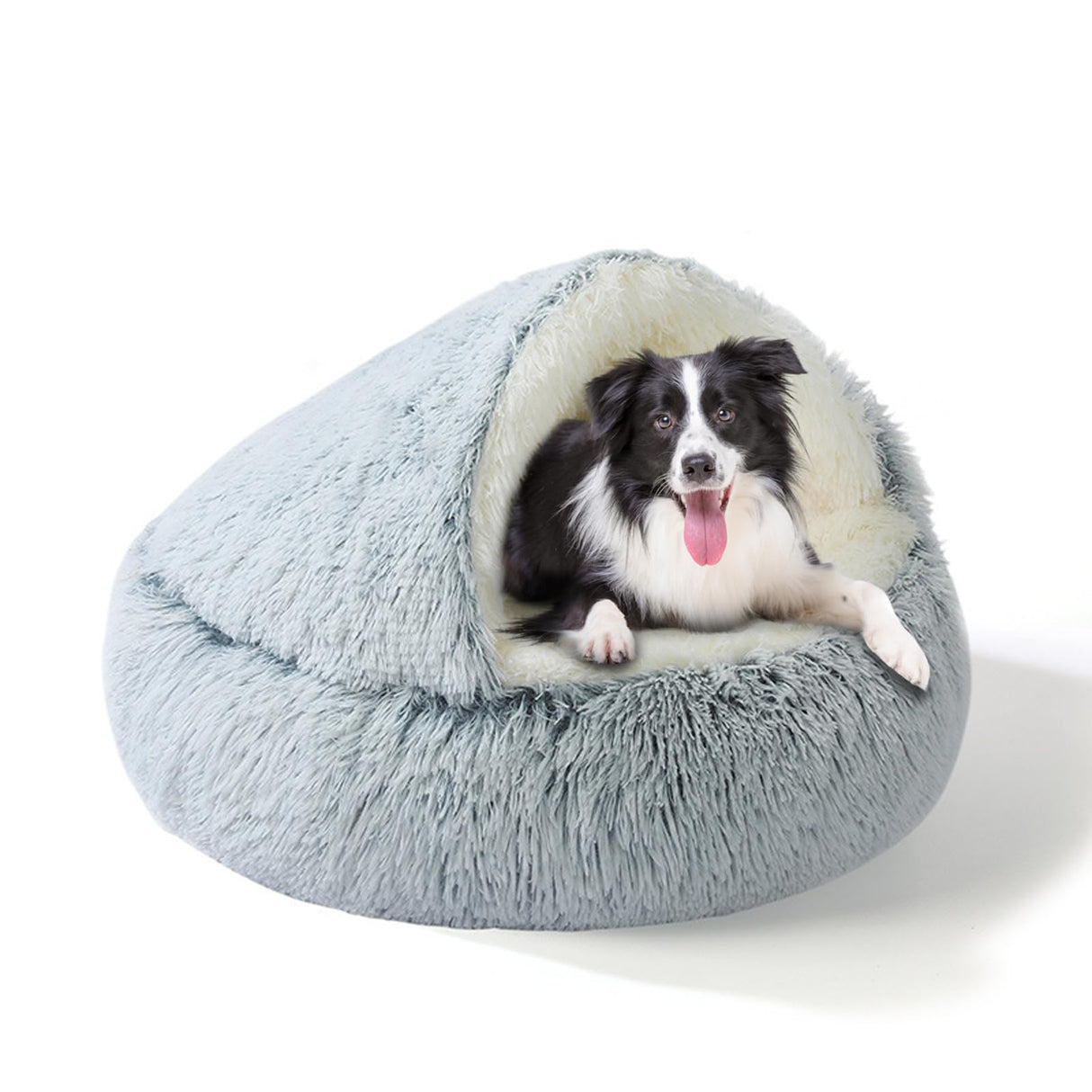 SUOXU 2-in-1 Dog Bed: Upgraded Aluminum Rim Support & Non Slip Bottom - Cozy Cave + Blanket for Large Medium Dogs Under 20 kg (44 lbs) | Plush Self-Heating for Border Collie, Labs