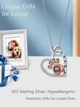 Dorunmo Personalized Photo Necklace Dog Cat Pet Picture 925 Sterling Silver Projection Pendant Gifts Paw Print Necklace for Dog Cat Pet Memorial for Women Lover