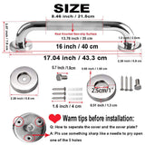 16 Inch Anti Slip Shower Grab Bar Handle, ZUEXT Chrome Finish Stainless Steel Bathroom Grab Bar, Knurled Bathroom Balance Bar,Safety Hand Rail Support,Handicap Elderly Injury Senior Assist Bath Handle