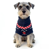 Small Dog Cold Weather Sweaters – Warm Knit Turtlenecks, Cozy Pet Pullovers Dog Clothes with Leash Hole for Chihuahua Bulldog Pug Beagles (Red/Navy, X-Large)
