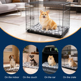 ROFKISS Washable Dog Bed Mat With Anti-Slip Bottom, Deluxe Plush Memory Foam Crate Pad & Waterproof Outdoor Kennel Mat For Dogs & Cats-Durable Crates Beds, Large Medium Small Puppy Size 30" x 20",Gray