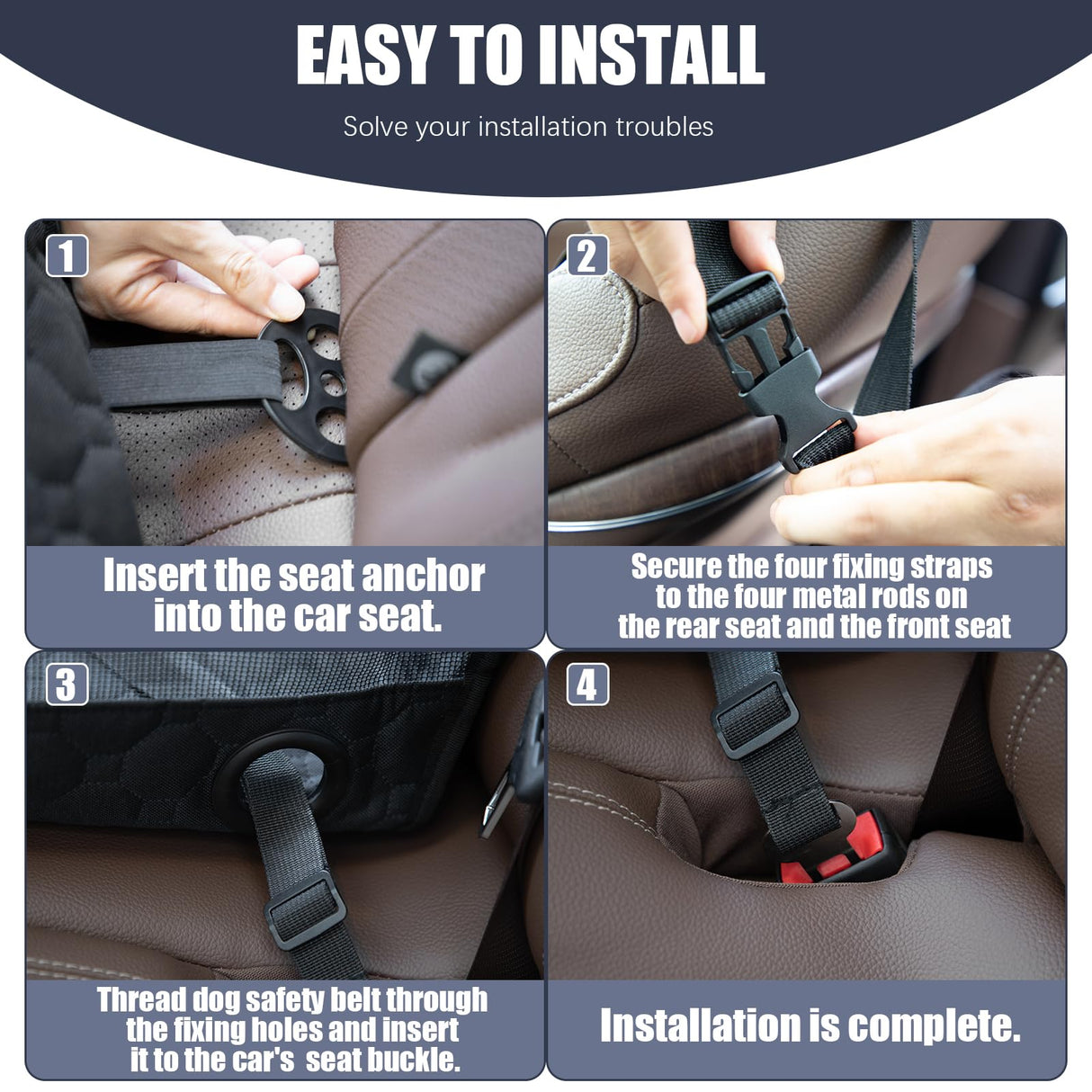 Dog Car Seat for Medium Small Dogs, Pet Car Seat with Adjustable Safety Belt & Storage Pockets, Breathable Waterproof Pet Car Seats Cover, Small Dog Seats for Dogs Under 30lbs (Medium, Black)