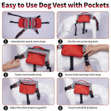 DENTRUN Dog Hiking Backpack, Hound Dog Saddlebag Backpack, Nylon Dog Harness Vest with Side Pockets Hiking Pack, Dog Backpack Hiking Walking Training Running for Medium & Large Dogs