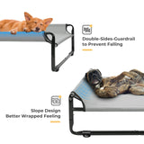 Veehoo 35" Medium Raised Dog Bed, Washable Dog Cot with Headrest Sides, Outdoor Elevated Dog Bed with Non-Skid Feet, Breathable Mesh, Portable Pet Hammock for Indoor or Camping, Grey
