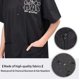Noverlife Short Sleeves Pet Grooming Smock with 2 Pockets, M Size, Splash Proof Anti-Static Pets Beautician Work Clothes, Dog Cat Groomer Cosmetologist Uniforms for Pet Shop Men Women