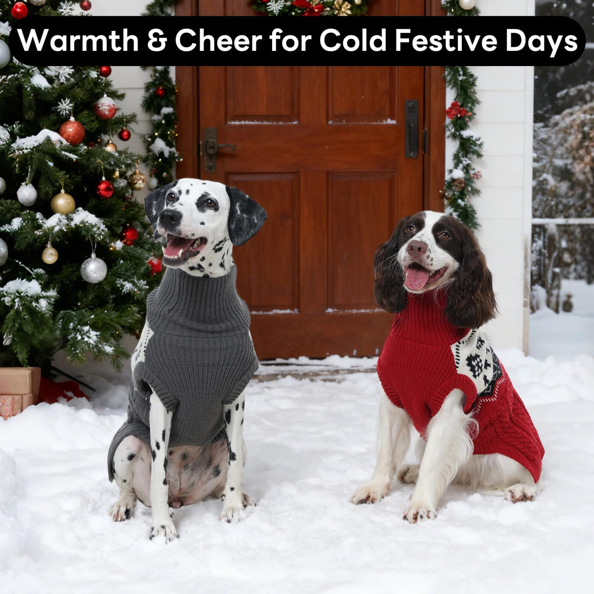 LeleTail Small Dog Christmas Sweaters, Winter Warm Pet Turtleneck, Girl Boy Dog Holiday Outfit, Festive Xmas Tree Pattern Festive Pet Sweater for Chihuahua, Cavalier Christmas Photos, Grey S