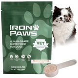 Human-Grade Superfood for Dogs, Premium Greens Powder Supplement for Dental Health, Longevity, Hip & Joint, Gut Health, Allergies, Immune Support, Skin & Coat - Peanut Butter - 3.5 oz