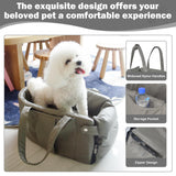 Portable Small Dog Seat for Car, Luxury Leather Center Console Dog Car Seat Booster with Safety Tethers, Anti-Collapse Pet Travel Carseat for SUV, Truck