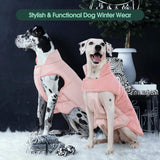Kuoser Reversible Dog Coat – Warm Fleece & Quilted Waterproof Dog Jacket, Double-Sided Cold Weather Dogs Winter Coat with Harness Hole, Windproof Pet Snow Vest for Small Medium Large Dogs, Pink 2XL