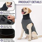KOESON Dog Calming Hoodie, Pet Thunder Jacket with Ear Wrap, Breathable Dog Anti-Anxiety Vest for Thunder, Fireworks, Travel, Separation, Comfort Pet Anxiety Relief Wrap, Grey M
