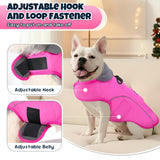 SlowTon Dog Winter Coat - Waterproof Fleece-Lined Dog Snow Jacket, Windproof Cold Weather Clothes with Reflective Stripes, Leash D-Ring & Storage Pocket for Medium Large Dogs (Pink, L)
