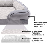 Furhaven Orthopedic Dog Bed for Medium/Small Dogs w/ Removable Bolsters & Washable Cover, For Dogs Up to 35 lbs - Plush & Velvet Waves Perfect Comfort Sofa - Granite Gray, Medium