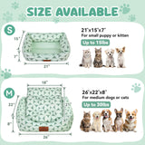 Zerbuger Rectangle Cat Dog Bed for Large Medium Small Pets Indoor Outdoor Machine Washable Sleeping Sofa Non-Slip Bottom Soft Puppy Bed Durable Orthopedic Calming Pet Cuddler (Medium, Green Pattern)