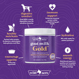 Wild Acre Goat Milk Powder for Dogs - Complete Protein Goat Milk with Nutritional Yeast for Sensitive Stomachs - Gentle Probiotic & Prebiotic Protein for Dogs, Puppies and Cats - 7oz