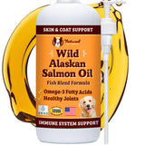 Natural Dog Company Wild Alaskan Salmon Oil Formula with Omega 3, Fish Oil for Dogs Supplement, Skin & Coat Dog Oil, Itchy Relief, Immune Support for Joints & Heart, Food Topper, 32 oz