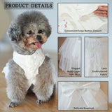 Dog Dress,Pet Wedding Dress Princess Formal Tutu Skirt with Bowknot,Puppy Birthday Party Outfit Apparel Girl for Dogs Cats (White Lace, XX-Large)