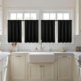 36 Inch Short Blackout Curtains Set of 4, Over Sink Kitchen Tier Curtain Thermal Insulated Privacy Drapes Mini Top & Bottom Rod Pocket Cafe Curtains for Small Windows Bathroom RV, Black