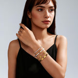 SEADAY 18K Gold Plated Stackable Bangles Bracelets for Women - 4 Pcs Gold Bracelet Set Trendy Stainless Steel Fashion Accessories, Dainty Stacked Jewelry Set Gift for Daily Wear Five Leaf Clover