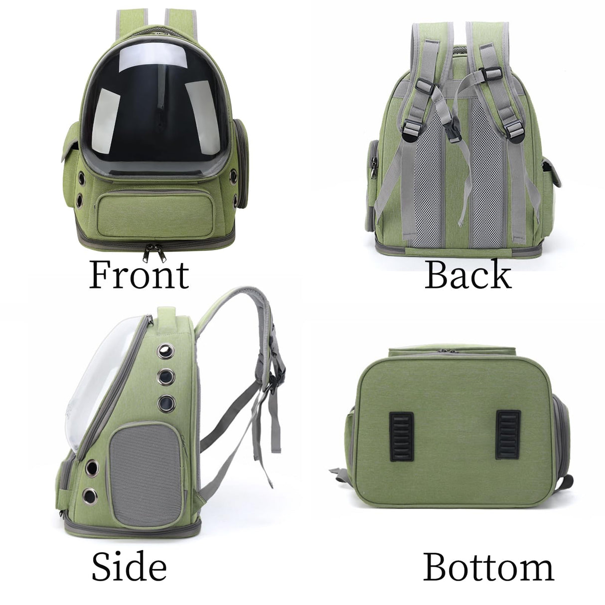 Cat Bubble Backpack,Breathable Cat Backpack Carrier Large Space Pet Travel Carrier for Kitty Small Dogs up to 15lbs,Transparent Cat Carrier for Hiking Camping Outdoor Travel (Green)
