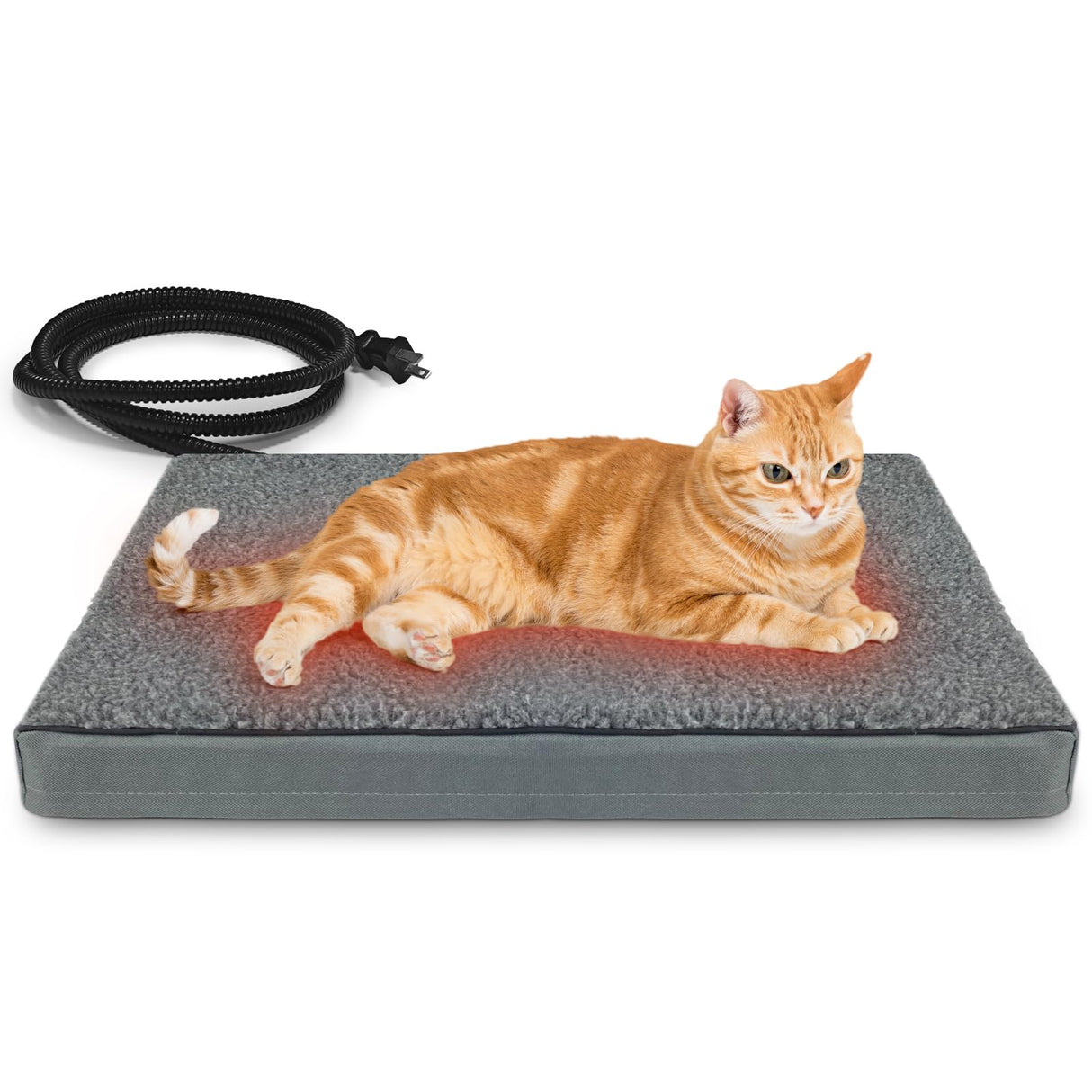 AUPETEK Heated Pet Beds for Indoor/Outdoor Cat & Dog Orthopedic Foam Warming Cat Beds Auto Temperature Control, Washable Cover with Waterproof Liner Thermo Kitty Electric Heating Bed