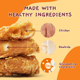 Jungle Calling Dog Treats Long Lasting, Rawhide Chews for Dogs, Chicken Wrapped Rawhide Donuts, Chewy Snacks for Medium Large Dogs