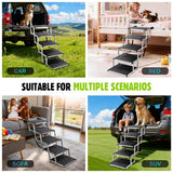Dog Car Ramp for Large Dogs SUV, 5 Step Folding Dog Stairs with Non- Slip Surface & Reinforced Design, Foldable Pet Stairs Support Up to 200lbs- Suitable for SUV, Truck, Sofas, Bed