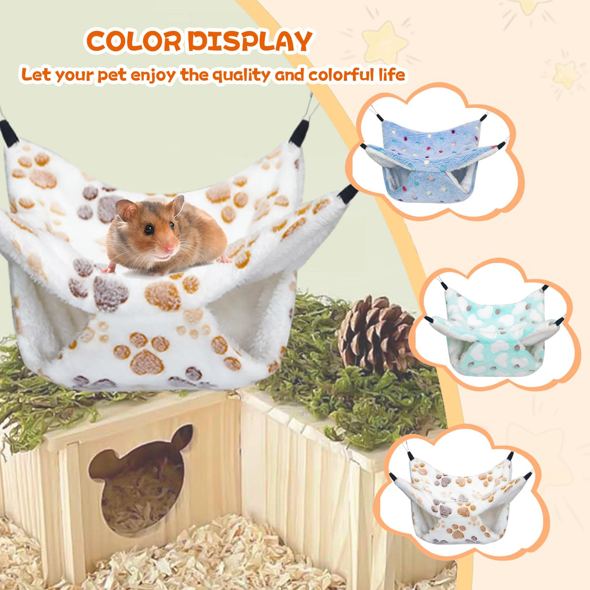YedsIntu 3 Pcs Guinea Pig Hammock, Rat Ferret Hanging Hammock Guinea Pig Accessories for Small Animals Chinchilla Hamster Parrot Sugar Glider Ferret Squirrel (11"×11")