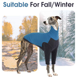 DENTRUN Greyhound Dog Sweatshirt, Fleece Turtleneck Jumper for Greyhounds & Whippets - Warm Knitted Sweater for Lurchers, Italian Greyhounds, Salukis (XL, Blue)