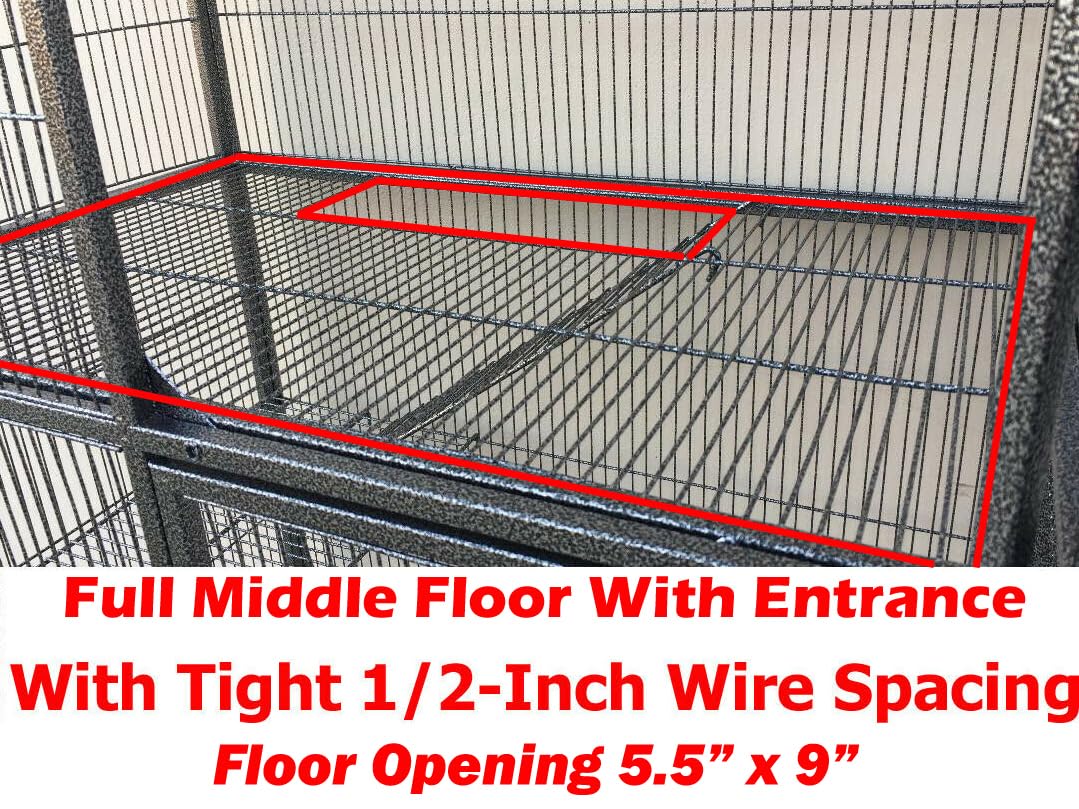 Deluxe Double Unit Two Full Story Durable Front Doors Tight 1/2-inch Wire Spacing Chew-Free Small Animal Critter Home Cage Water Bottle Food Bowl for Feisty Ferret Hammock Rat Mice On Wheels