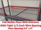X-Large 31"x18.5"x53.5"H Deluxe Double Unit 4-Tiers Tight 1/2-Inch Bar Spacing Large Front Doors Water Bottle Food Bowl Feisty Ferret Hammock Squirrel Chinchilla Rat Small Animal Critter Rolling Cage