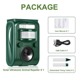 AMIATCH Solar Ultrasonic Animal Repeller, Motion Detection, LED Flashing Light, Cat Repellent Outdoor, Dog, Squirrel, Raccoon, Skunk, Rabbit, Rodent, Fox, Deer, etc.