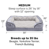 Furhaven Orthopedic Dog Bed for Medium/Small Dogs w/ Removable Bolsters & Washable Cover, For Dogs Up to 35 lbs - Plush & Velvet Waves Perfect Comfort Sofa - Granite Gray, Medium