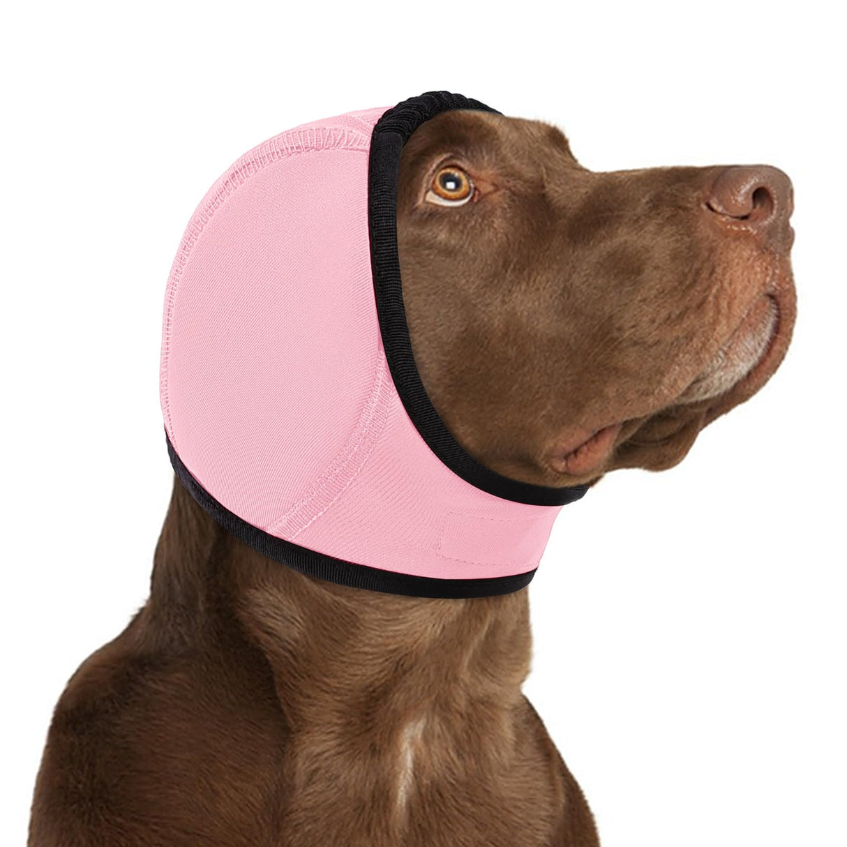 KOESON Dog Calming Hoodie - No Shake Ear Wraps for Dogs, Anxiety Relief & Noise Protection, Water Resistant Pet Ear Cover Muffs for Firework, Grooming, Thunderstorms, Swimming, Bathing, Light Pink S