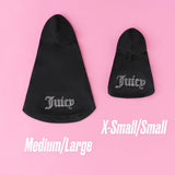Juicy Couture Bling Velour Pet Hoodie - Black - M/L (7-12 lbs.) - Pet Hoodies for Small Dogs or Cats