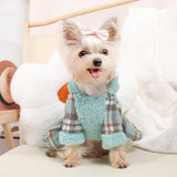 Dog Hoodie Dress Winter Pet Sweaters for Small Dogs Girl Cold Weather Warm Puppy Dresses Plaid Pet Clothes Outfits for Chihuahua Yorkie Teacup Cat Skirt Coat Apparel Clothing (X-Small, Blue)