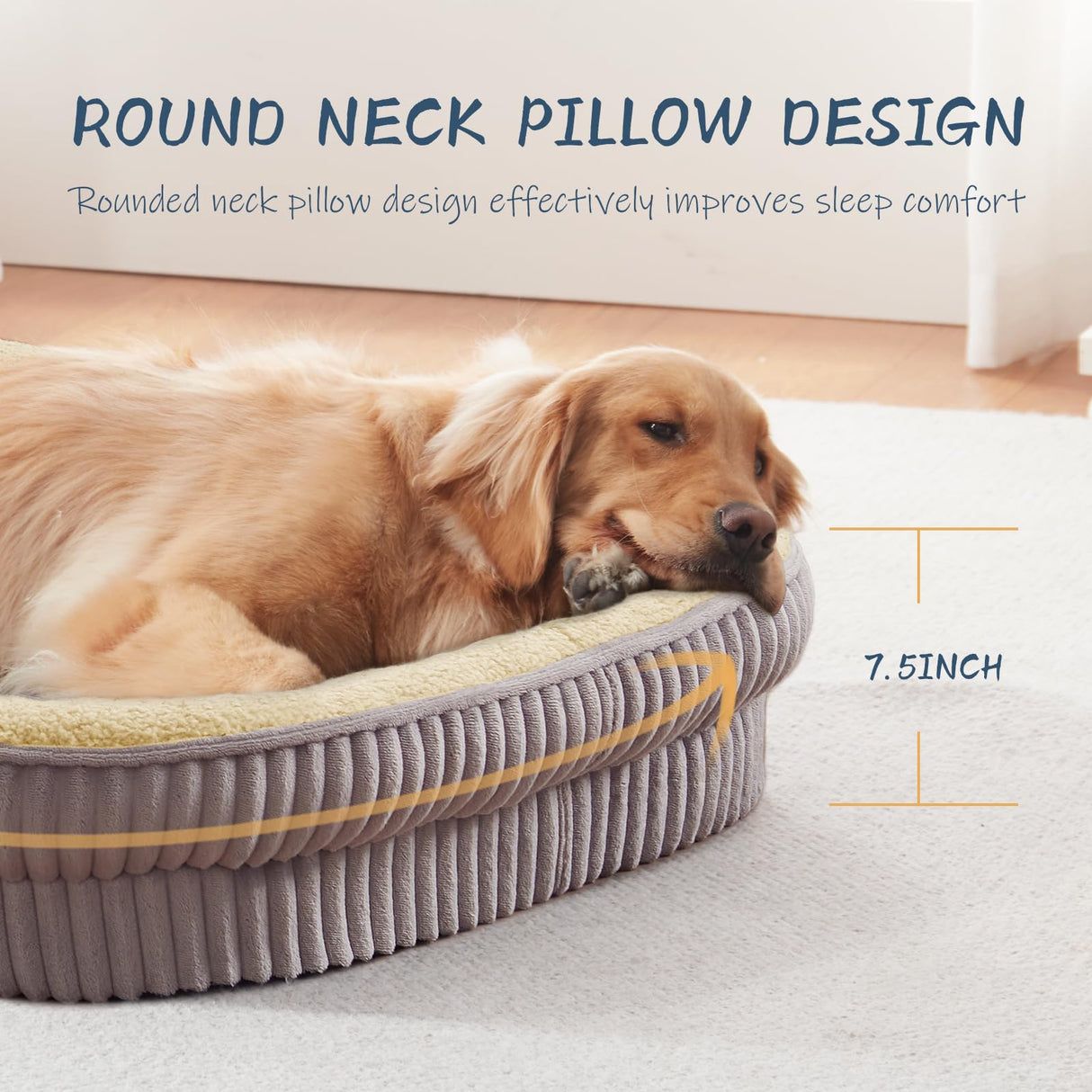 DEBANG HOME Orthopedic Dog Bed for Medium Dogs Breeds, High Density Egg Crate Foam Dog Sofa Beds,Oval Kennel Bed, Pet Couch Bed with Four Sided Bolster, Removable Washable Cover& Non-Slip Bottom