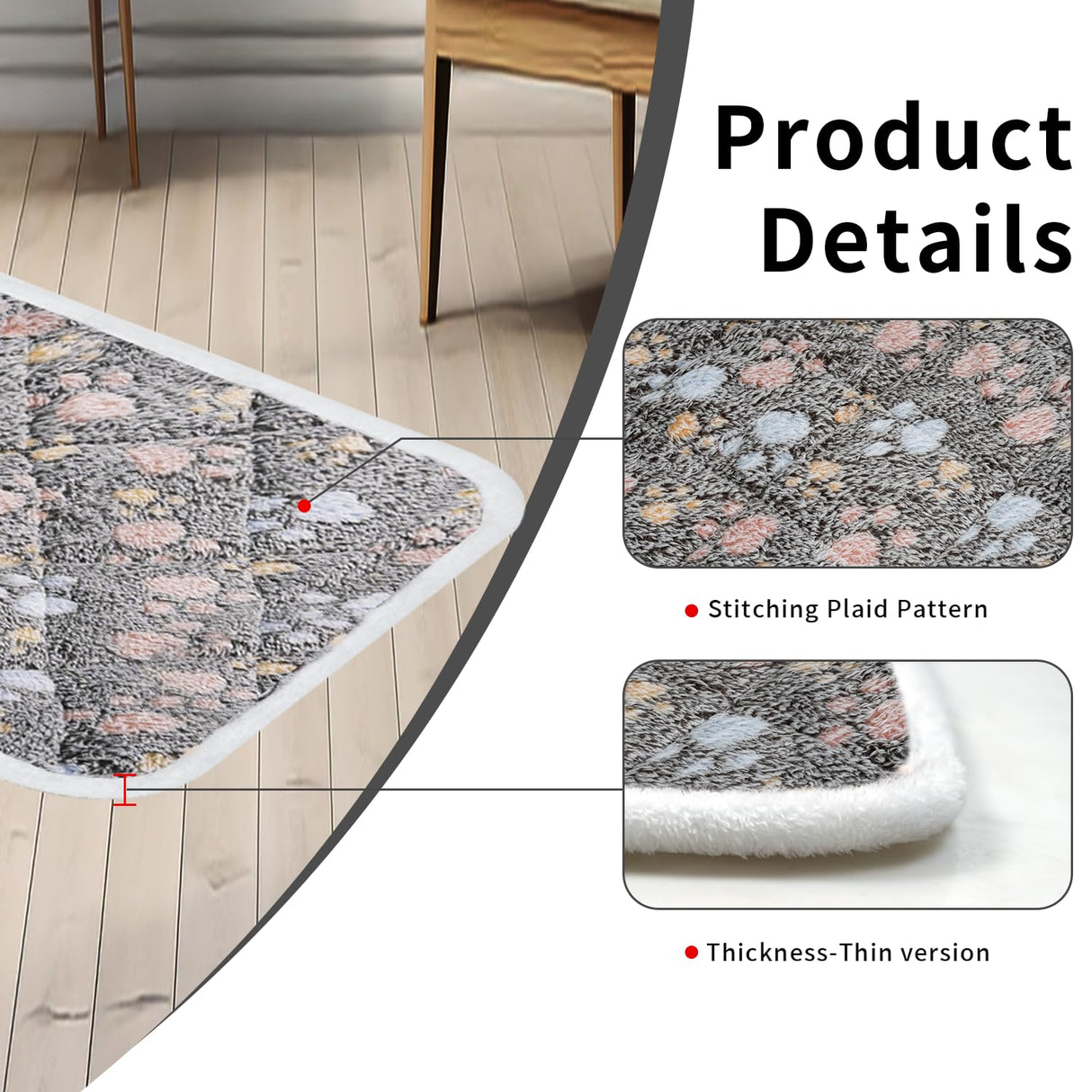 Dekeyoo Dog Crate Mat, Soft Reversible Pet Bed Pad with Short Plush, 60x90cm, 2cm Thick, Machine Washable Mat for Small Dogs and Cats, Fits 90cm Crates