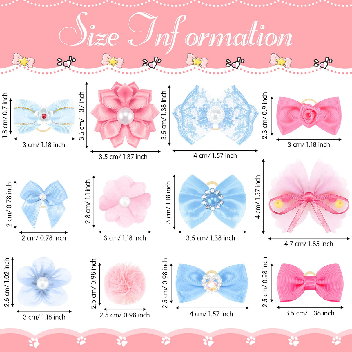 Jexine 100 Pcs/ 50 Pairs Dog Hair Bows with Rubber Bands Puppy Hair Bows Grooming Accessories Multicolor Small Pet Handmade Bowknot for Puppy Pet Girl Female Accessories