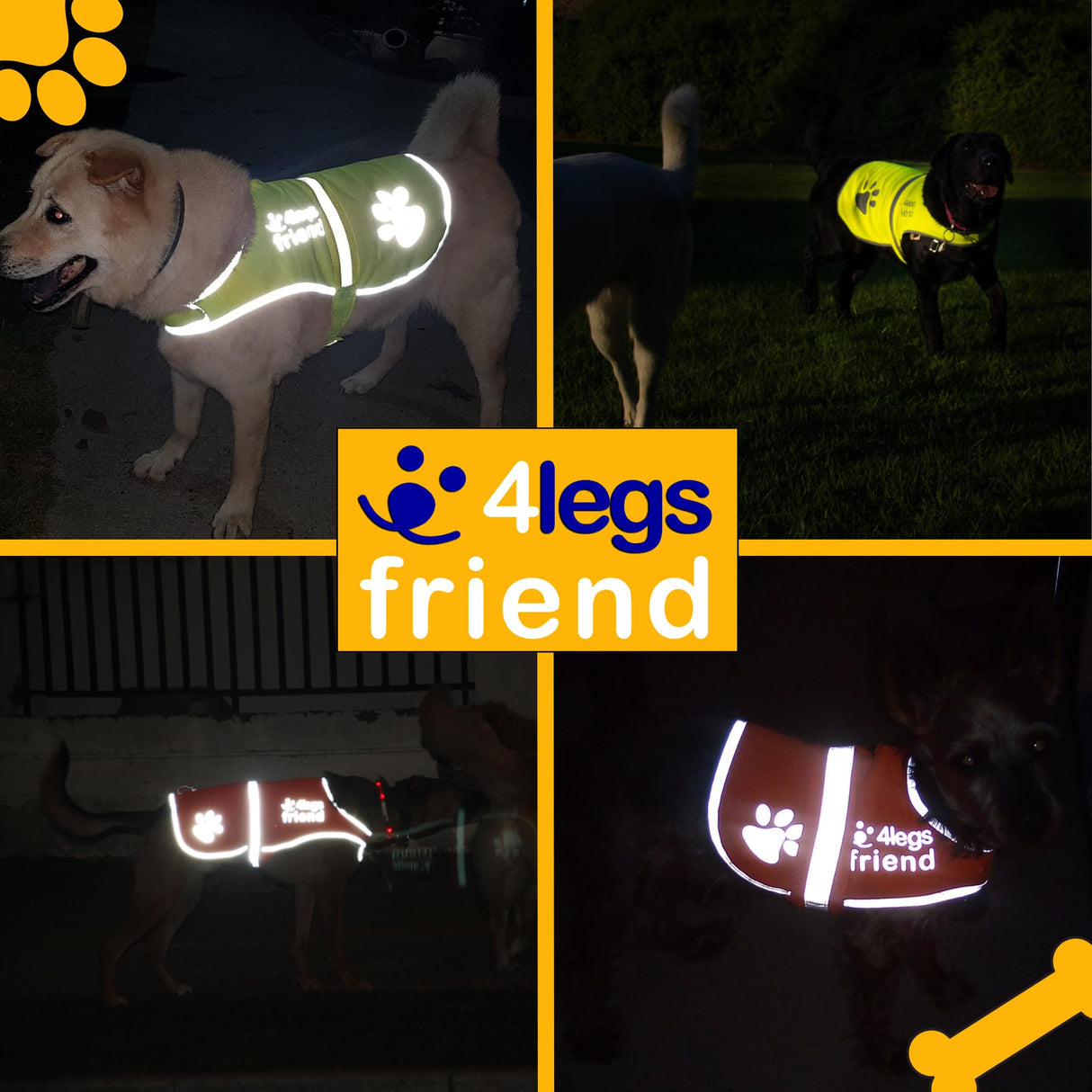 4LegsFriend Reflective Dog Vest. Hi-Visibility, Blaze Orange Oxford 300D Waterproof Dog Vest Helps Protect Your Best Friend. Safeguard Your PUP from Motorists & Hunting Accidents, On or Off Leash