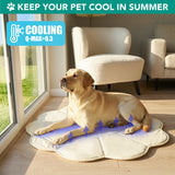 PetAmi Dog Cooling Mat, Flower Shape, Reversible Cooling Nylon Blanket Soft Fleece Pet Pad for Dogs Cats, Summer All Season Use Q-Max>0.3, Medium 44x44 in, Beige
