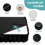 Faux Fur Orthopedic Dog Bed, Extra Large Dog Bed, Supportive Foam Pet Sofa with Waterproof Lining Cover, Washable U-Shaped Pet Couch with Anti-Slip Bottom Design, Black XXL 48x32x8 inch