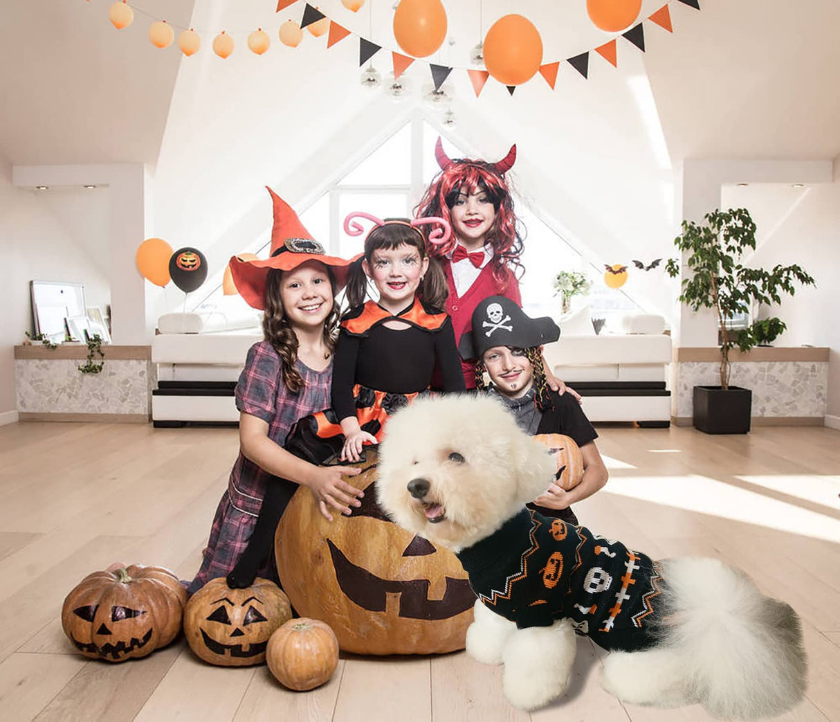 Vehomy 2Pcs Pet Halloween Sweaters Dog Halloween Pumpkin Sweater Kitten Cat Holiday Theme Turtleneck Knitwear Shirt with Pumpkin Skull Patterns Dog Puppy Halloween Costume Clothes for Small Dogs XXL
