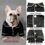 Zunea Faux Silk Dog Pajamas Shirts for Medium Size Dogs Soft Lapel Sleepwear Two-Legged Indoor Pjs Clothes T Shirt Pet Holiday Party Outfits Apparel Black 4XL