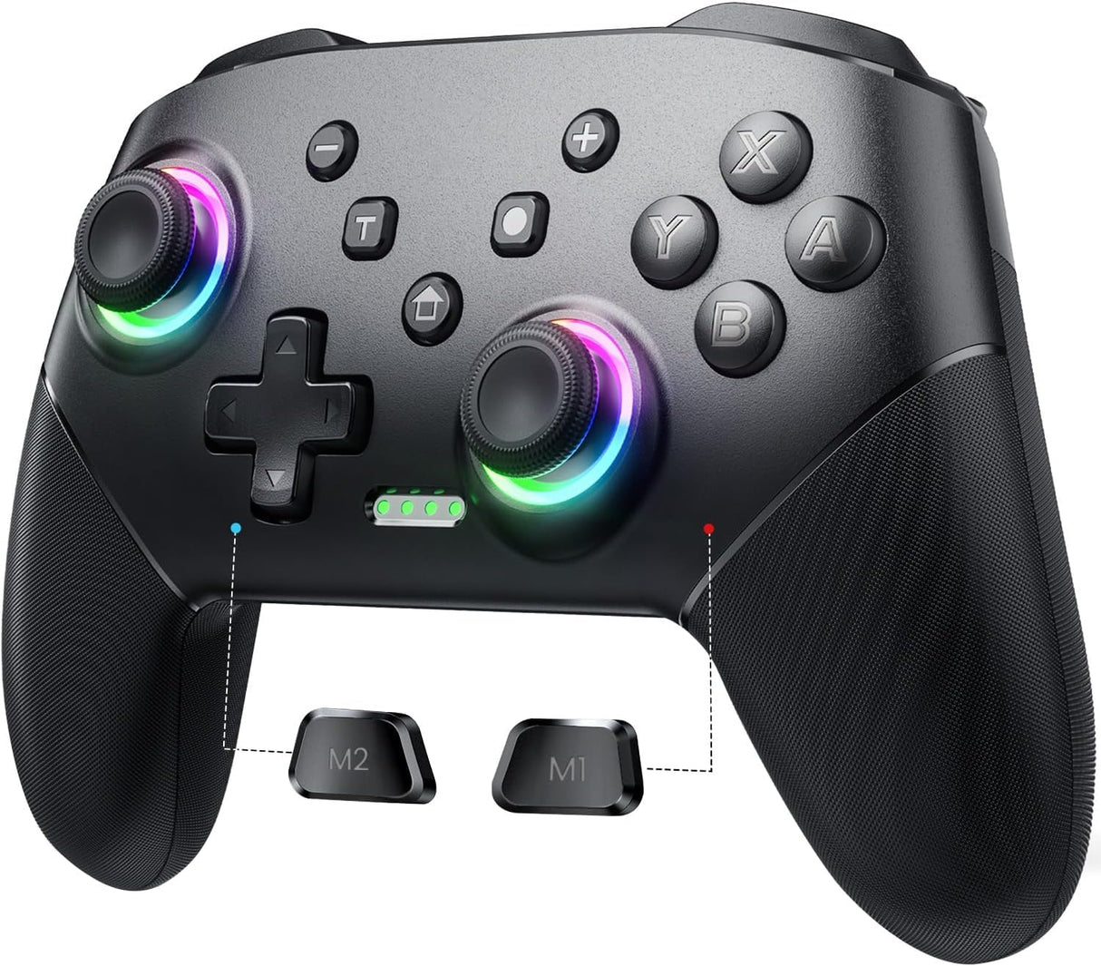 Switch Controller Wireless, Pro Controllers Compatible with Switch/Lite/OLED/PC, One-Key Pairing Gamepad with 9-Color RGB LEDs 1000mAh Battery 6-Axis Motion Wake Up Function
