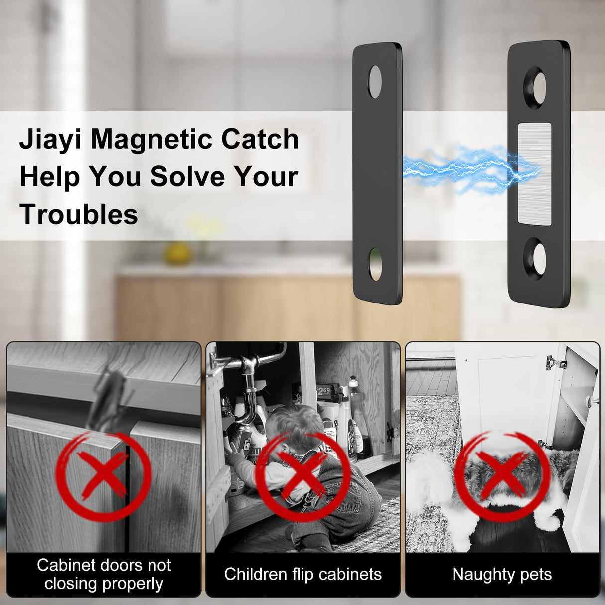 Cabinet Magnetic Catch 4 Pack Ultra Thin Cabinet Door Magnets Stick on Drawer Magnets Cabinet Latch Magnetic Closures for Cabinets Kitchen Closet Door Closing Magnetic Door Catch Closer